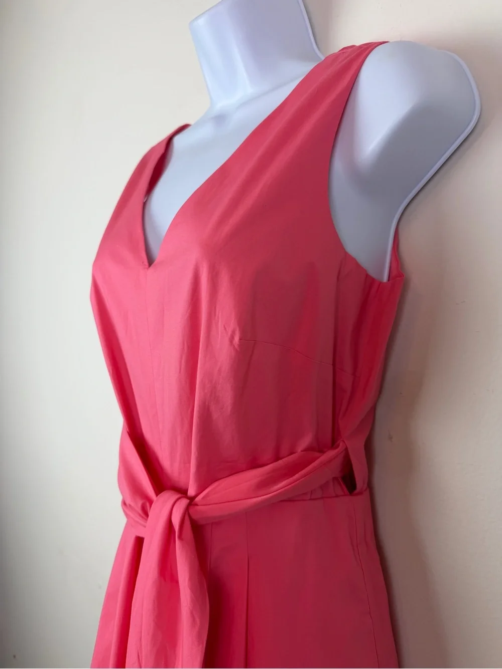 NWT J. Crew Wrap-Tie Jumpsuit in Stretch Poplin Bright Coral Size 4